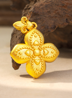 新款蜜粉金十里红妆珍珠花朵吊坠