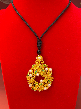 古法镀金金桂馥兰香吊坠女