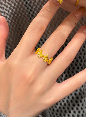 新款仿金色小歪蝶食指戒质感指环