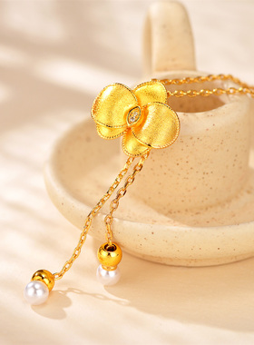 拉丝蝴蝶兰花瓣吊坠轻奢一体链