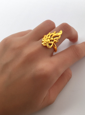 女士开口孔雀镀黄金色饰品尾戒