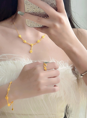 结婚镀金山茶花项链女锁骨