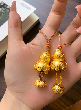 古法仿金莲花葫芦挂绳编织项链