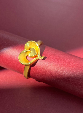 镀黄金色戒指简约拍照道具女