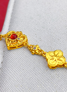 气质百搭心型镀金手链女