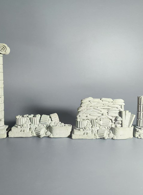 建筑废墟奥特玛废墟水泥混凝土鱼缸造景创意装饰水泥布景桌面摆件