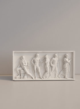 伊利亚特简约桌面摆件中古风石膏立体浮雕水泥装饰画创意礼物欧式