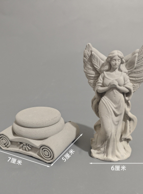 祈祷天使破损罗马柱水泥混凝土鱼缸造景装饰布景桌面摆件废墟建筑