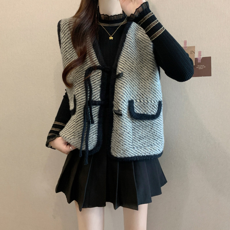 大码胖mm新中式国风盘扣加厚针织马甲背心女秋冬叠穿开衫马夹外套,淘宝优惠券,粉丝福利购,淘宝优惠卷