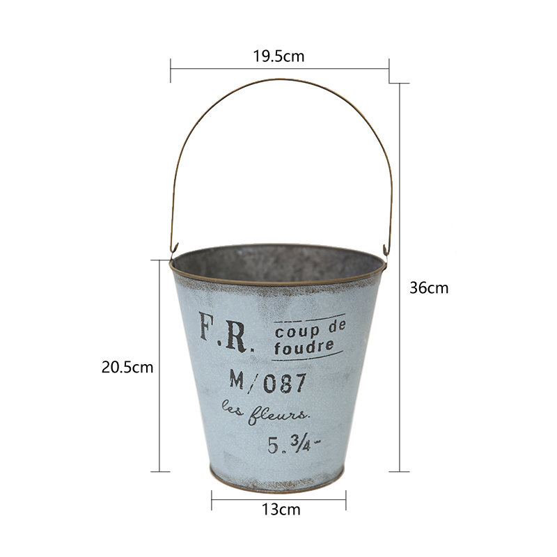 爱上花园|园艺杂货 铁艺做旧铁皮花盒 M/087提桶 - 图0