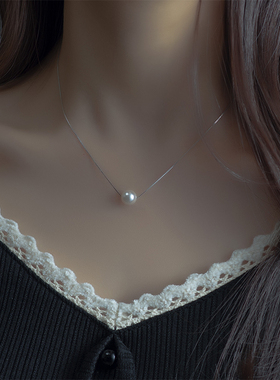 925纯银项链女珍珠insins冷淡风
