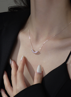 925银项链女新款极简小众转运珠