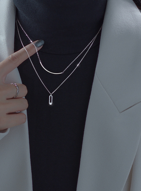925纯银微笑设计感双层项链