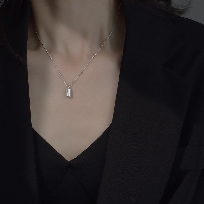 925女小金条几何轻奢小众纯银项链 瑞泓祥项链