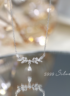 月桂女神999纯银项链高级感轻奢