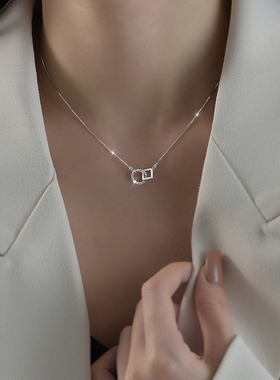 纯银几何相扣项链女轻奢小众