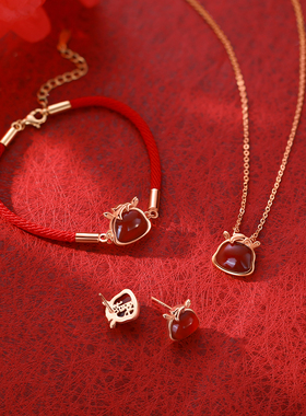 925纯银红玛瑙本命年礼盒首饰