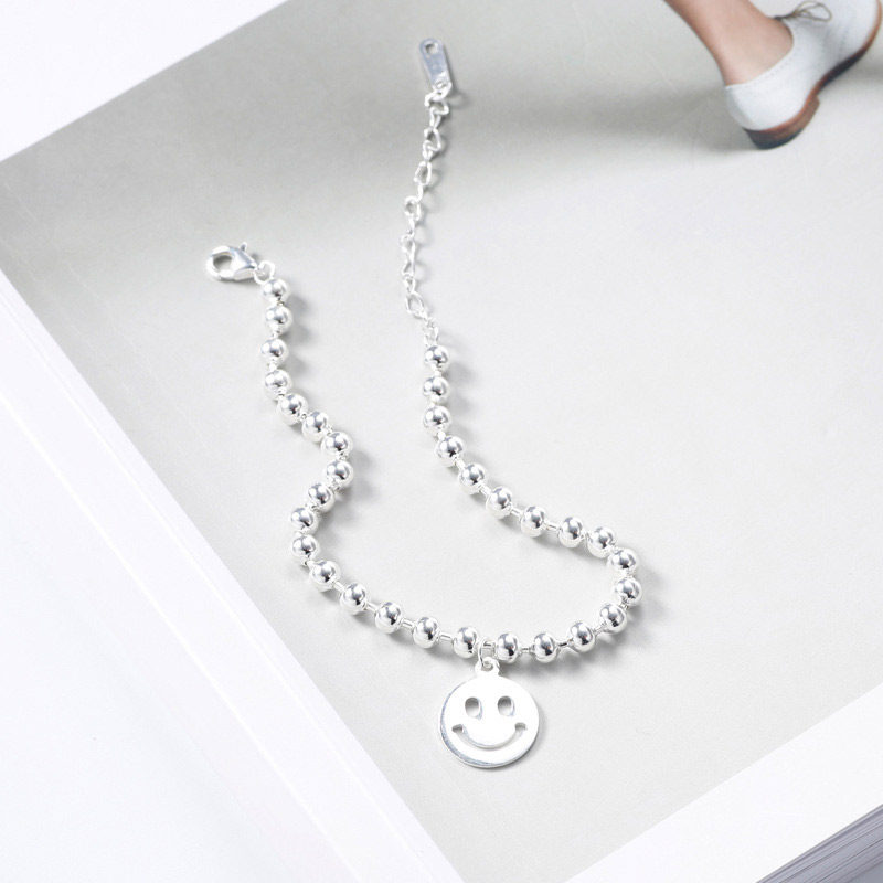 s925纯银emoji简约表情笑脸女手链 瑞泓祥手链
