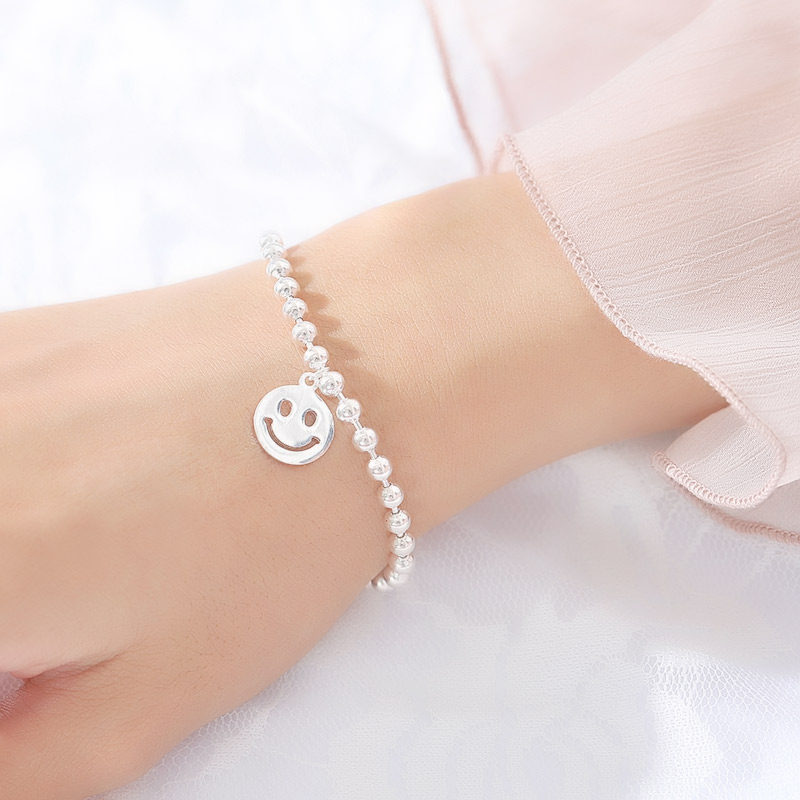 s925纯银emoji简约表情笑脸女手链 瑞泓祥手链