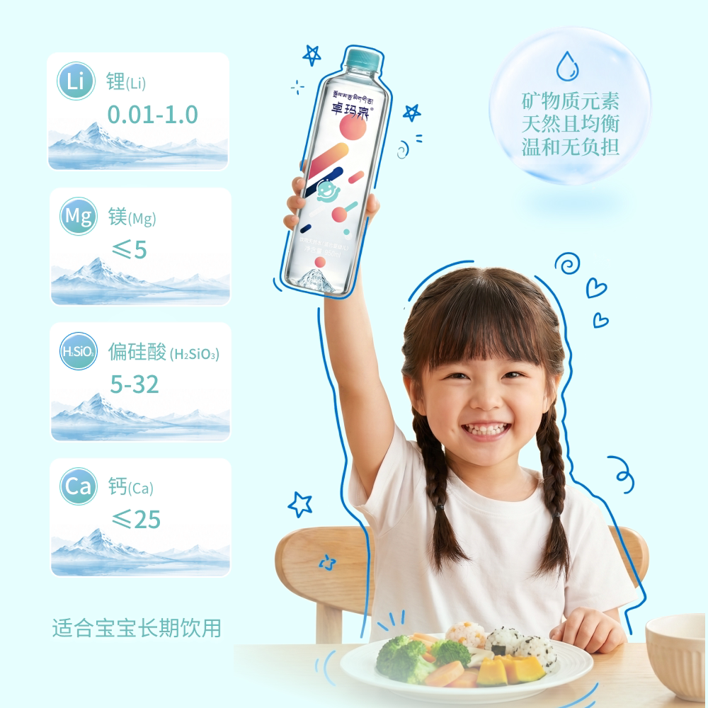 卓玛泉天然饮用母婴水950ml*12瓶*6箱婴幼儿宝宝儿童低钠弱碱性水