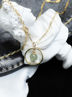 原创天然和田玉水晶女圆环项链