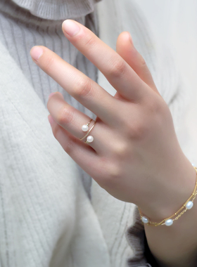 匠趣天然淡水小珍珠女可调节14K