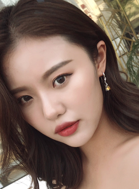 几何三角形挂钩韩国水晶长款耳坠
