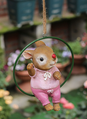 庭院阳台卡通兔子树脂工艺品摆件