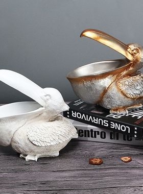 创意欧式家居鹈鹕动物摆饰 酒柜客厅钥匙装饰品收纳鞋柜玄关摆件