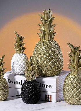 北欧INS黑色金色菠萝摆件创意客厅电视柜桌面软装饰品凤梨工艺品