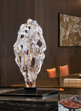 石来运转蓝琉璃太湖石摆件