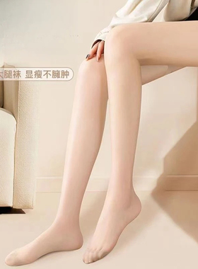 大腿丝袜夏季薄款防勾丝肉色高筒大腿中筒小腿半截袜子