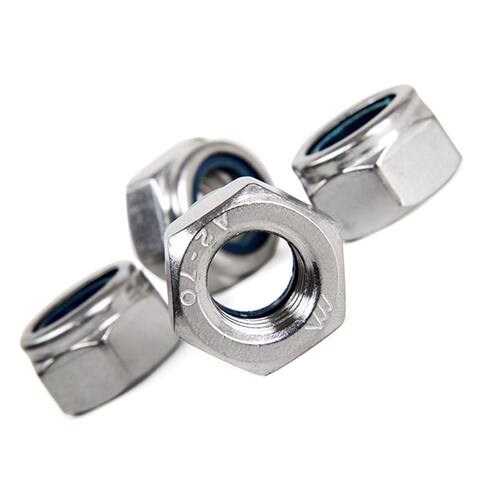 304/201不锈钢锁紧螺母M3M4M5M6M8M30防松螺丝帽尼龙六角防滑自锁 - 图2