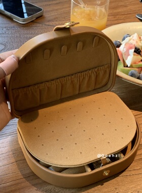 月光宝盒 复古高档分格首饰收纳盒 便携PU珠宝黄金项链耳钉饰品盒