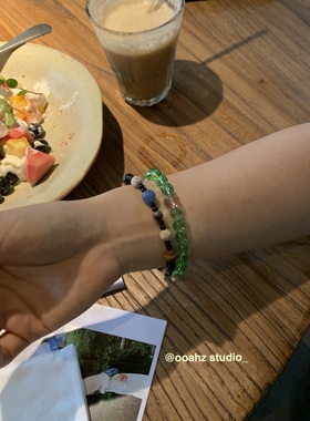 春许桃色~猫眼石冰透手工串珠手链!小众设计冷淡风新中式闺蜜手串