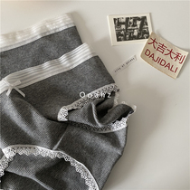 ooahuz sky grey self-leaving base for minimalist elastic large crotch bag gluteal lace edge low waist womens underwear
