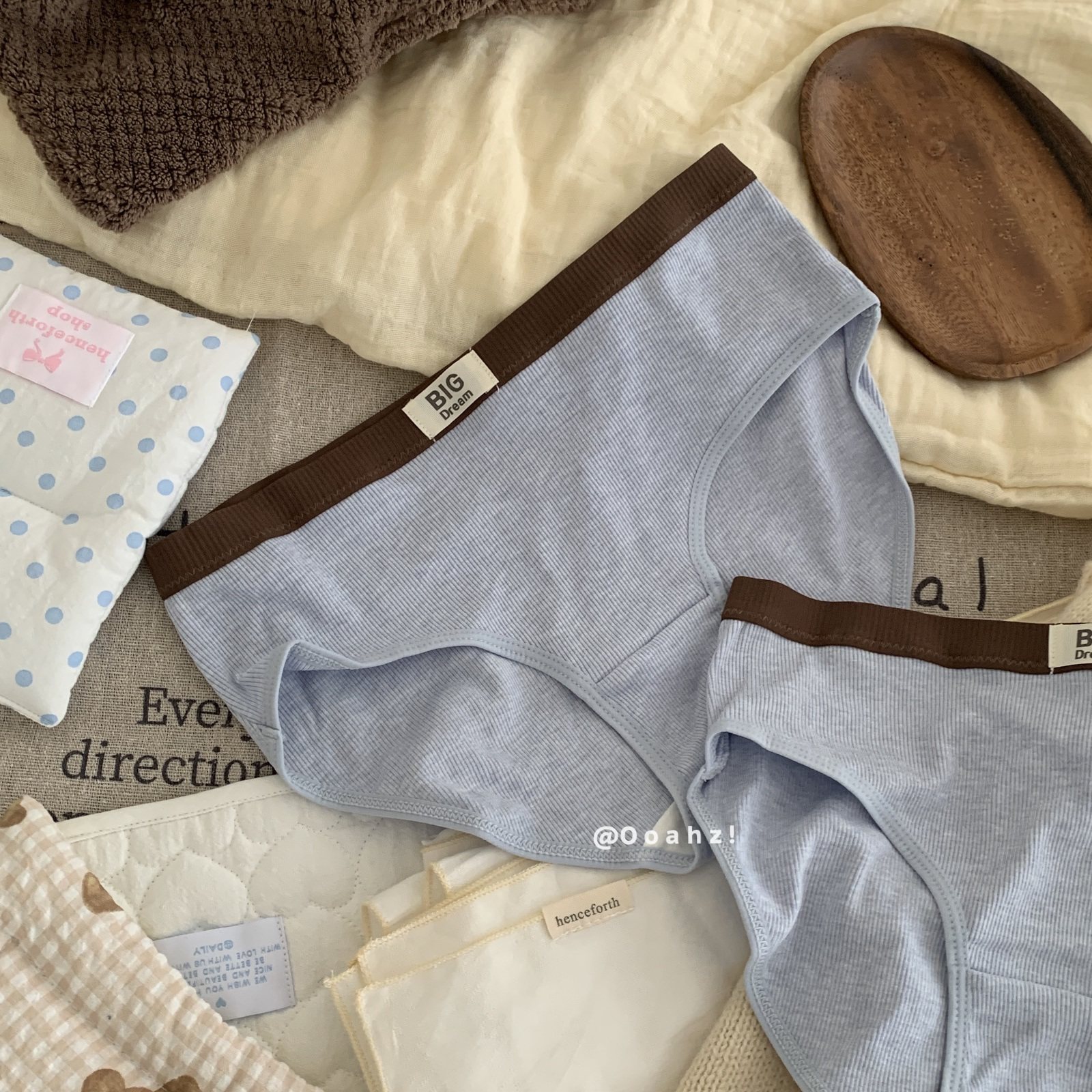 "异想记"【全裤7A】复古撞色螺纹内裤 莫代尔棉透气中腰ins三角裤,淘宝优惠券,粉丝福利购,淘宝优惠卷