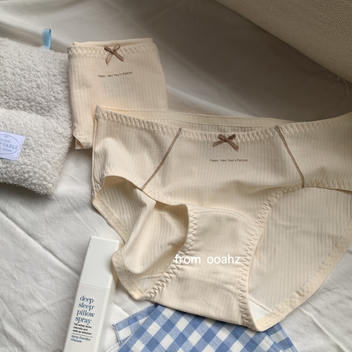 "新年快乐"香风撞色运动螺纹纯棉内裤 中腰ins女士包臀透气三角裤,淘宝优惠券,粉丝福利购,淘宝优惠卷