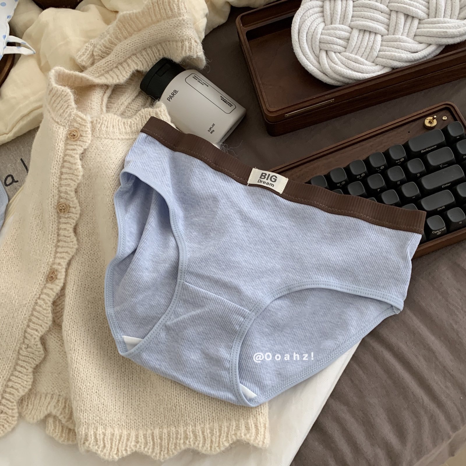 "异想记"【全裤7A】复古撞色螺纹内裤 莫代尔棉透气中腰ins三角裤,淘宝优惠券,粉丝福利购,淘宝优惠卷