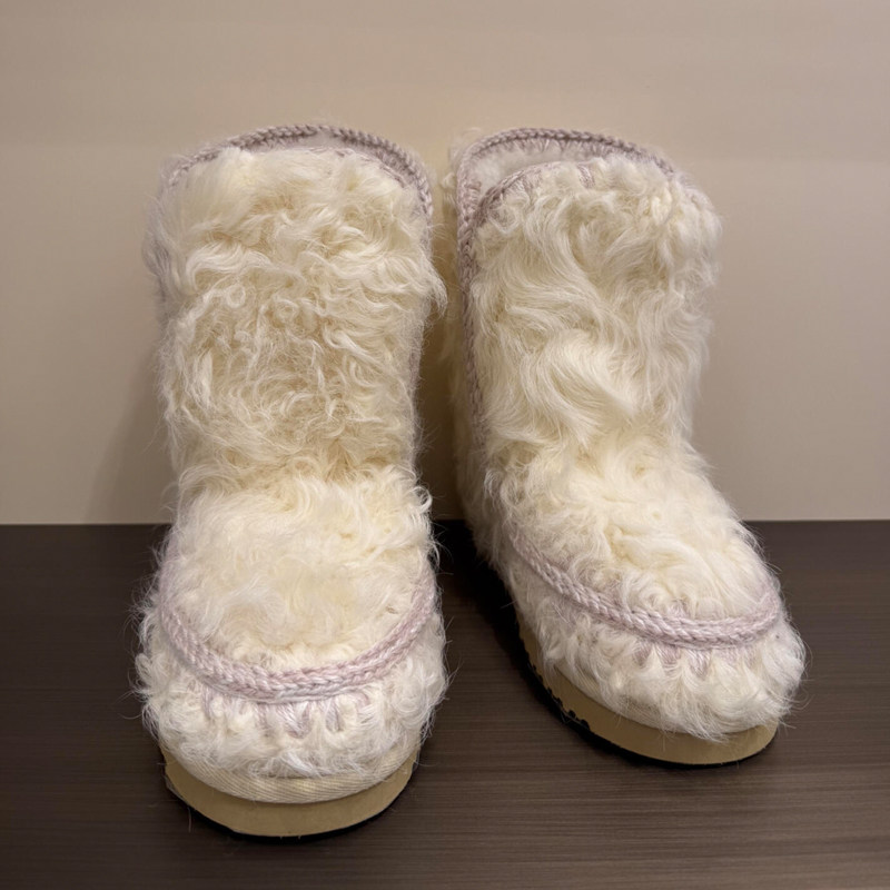 真皮毛一体羊羔毛毛鞋女外穿冬季中筒加绒加厚雪地靴厚底防滑棉靴,淘宝优惠券,粉丝福利购,淘宝优惠卷