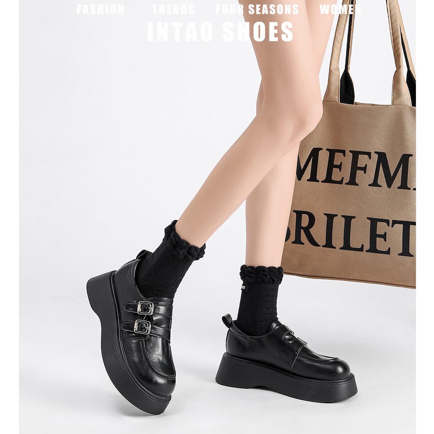 增高5CM复古厚底玛丽珍小皮鞋女2026春季新款一脚蹬法式深口单鞋,淘宝优惠券,粉丝福利购,淘宝优惠卷