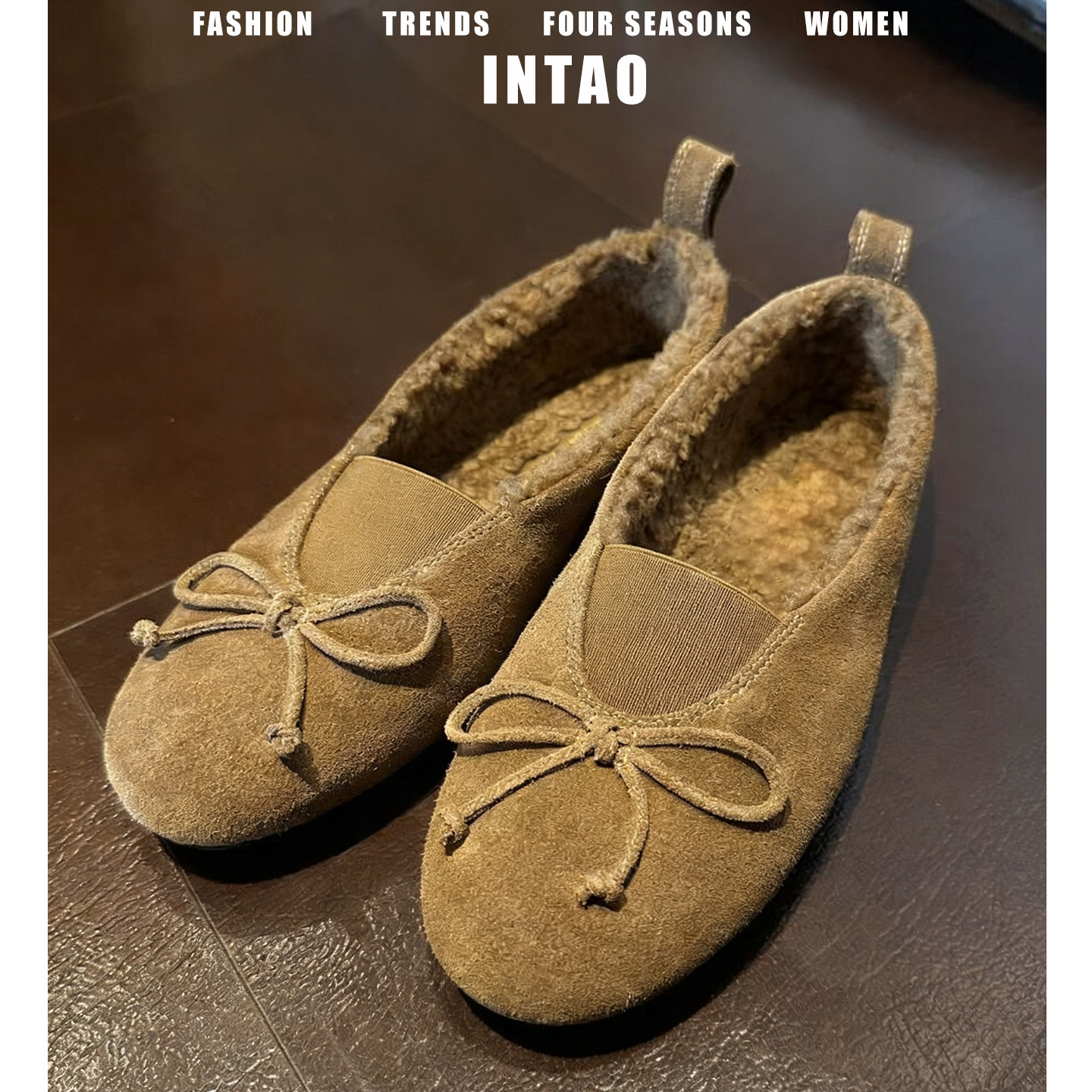 法式蝴蝶结芭蕾豆豆毛毛鞋女平底2025秋冬新款一脚蹬加绒保暖单鞋,淘宝优惠券,粉丝福利购,淘宝优惠卷