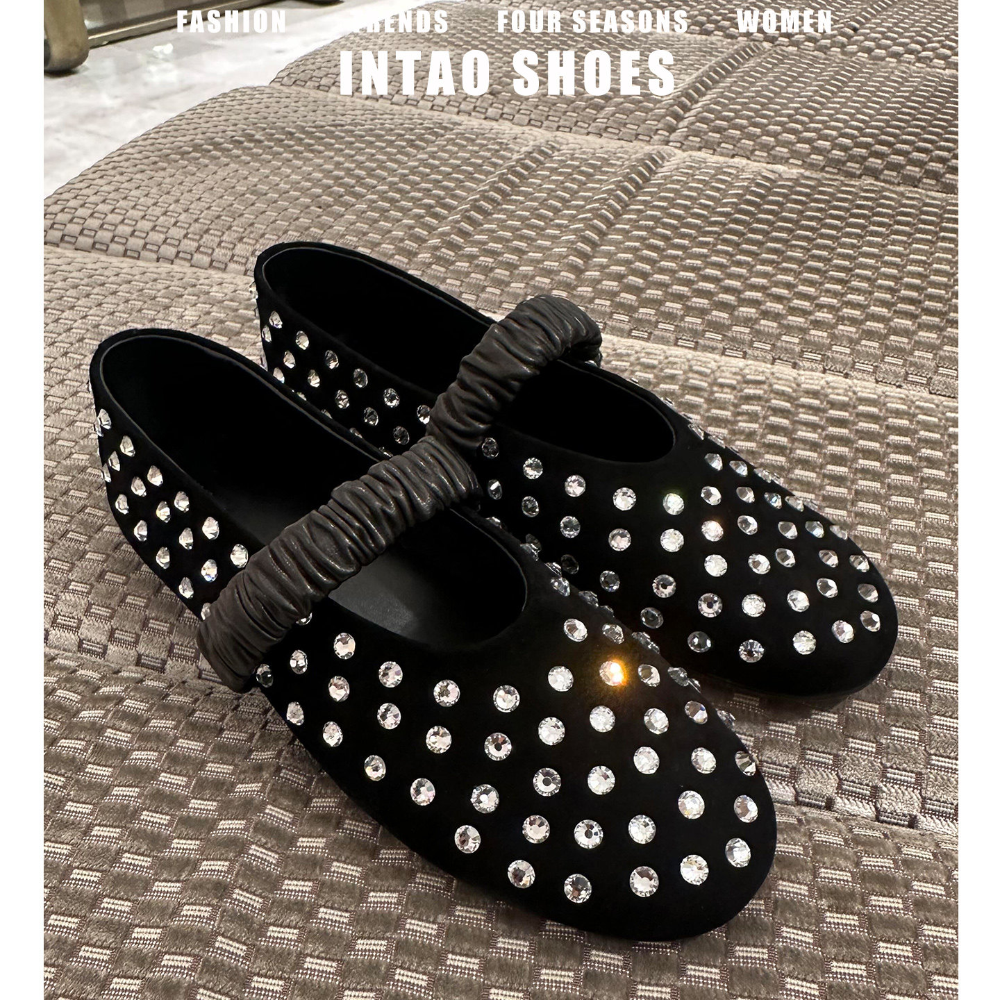 设计感小众水钻浅口单鞋女平底2026年新款一脚蹬温柔浅口玛丽珍鞋,淘宝优惠券,粉丝福利购,淘宝优惠卷