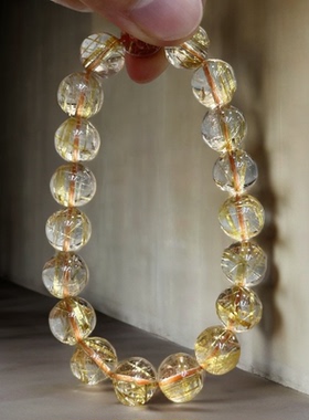 天然水晶金发晶手串龙袍钛晶手链