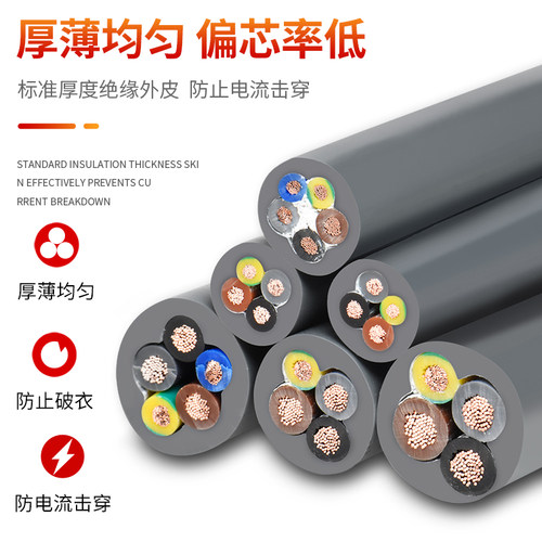 金联宇FFF-RVV电缆线防冻防油防腐蚀2 3芯0.5 0.75平方软护套电线 - 图1