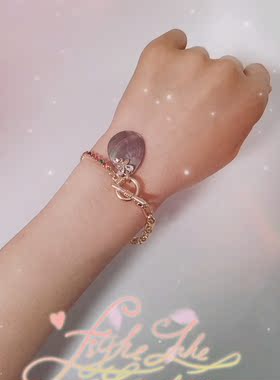 欧美风彩钻镀金鲍鱼贝粉色手链