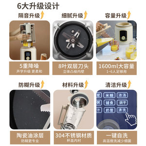 美国JESE洁氏破壁机家用全自动非静音2023新款免煮豆浆机料理一体