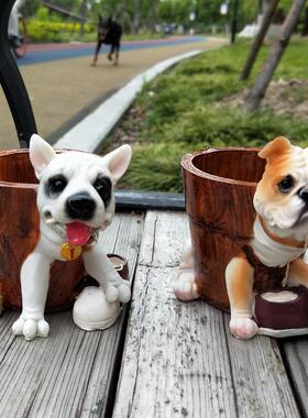创意小狗烟灰缸仿真雪纳瑞斗牛犬约克夏牛头梗家用客厅装饰品摆件