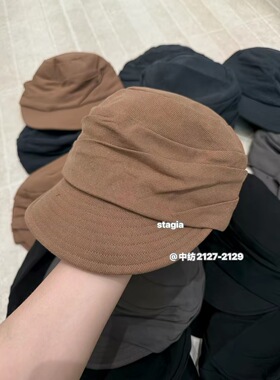 St正品秋冬褶皱报童帽堆堆帽百搭显脸小松紧海军帽子