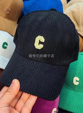 休闲硬顶棒球帽条绒明星款秋冬季